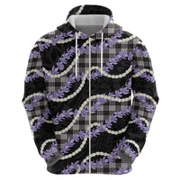 Black Hawaii Palaka Honohono Pikake Hoodie Hawaiian Orchid Lei Polynesian Pattern - Polynesian Pride