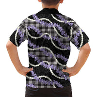 Black Hawaii Palaka Honohono Pikake Kid Hawaiian Shirt Hawaiian Orchid Lei Polynesian Pattern - Polynesian Pride