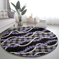 Black Hawaii Palaka Honohono Pikake Round Carpet Hawaiian Orchid Lei Polynesian Pattern LT14 - Polynesian Pride