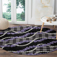 Black Hawaii Palaka Honohono Pikake Round Carpet Hawaiian Orchid Lei Polynesian Pattern LT14 - Polynesian Pride
