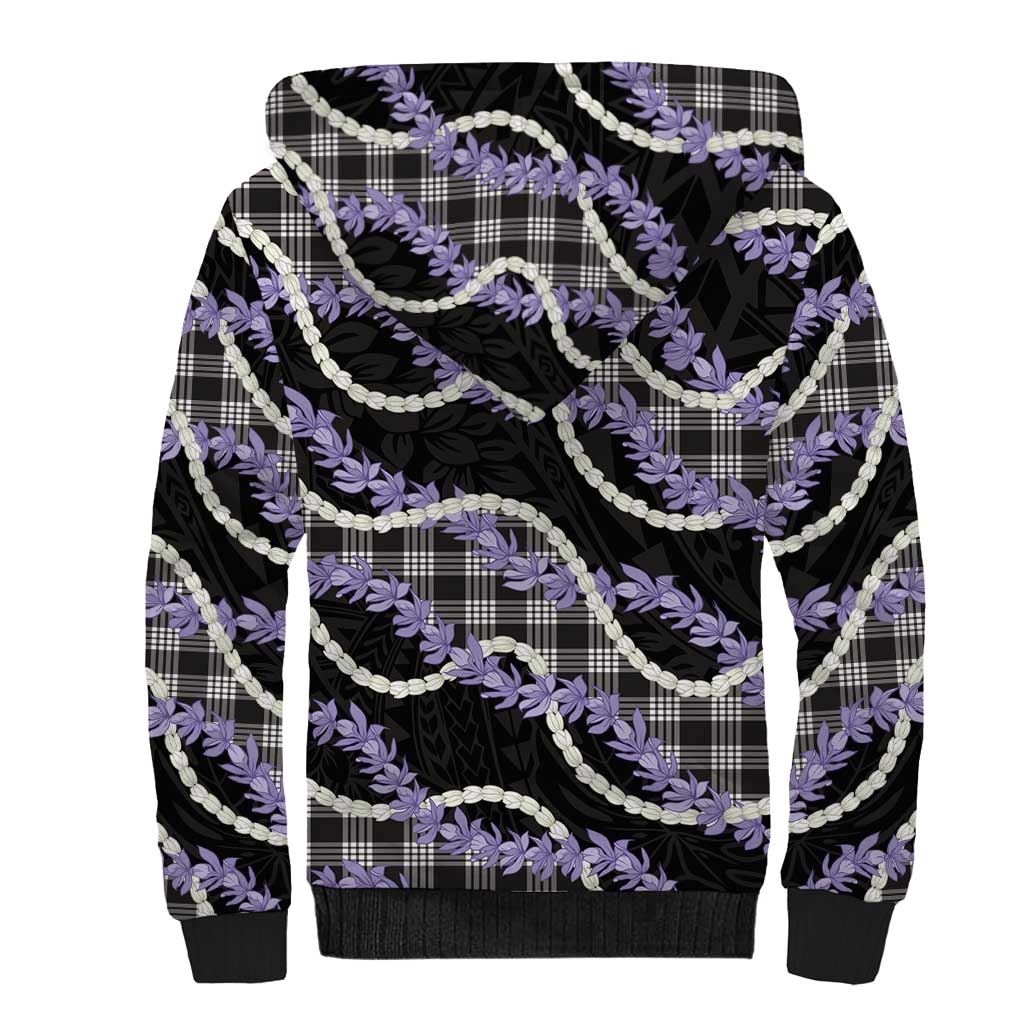 Black Hawaii Palaka Honohono Pikake Sherpa Hoodie Hawaiian Orchid Lei Polynesian Pattern LT14 - Polynesian Pride