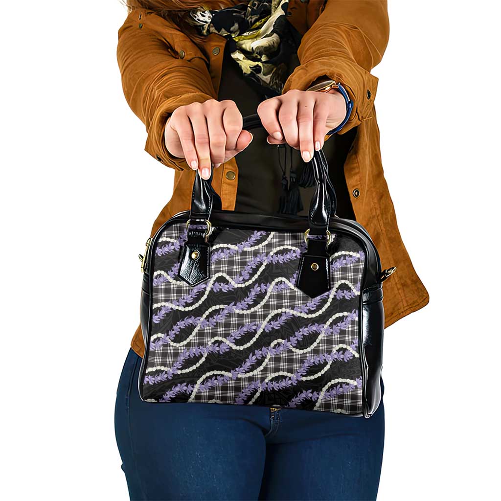 Black Hawaii Palaka Honohono Pikake Shoulder Handbag Hawaiian Orchid Lei Polynesian Pattern LT14 One Size Black - Polynesian Pride