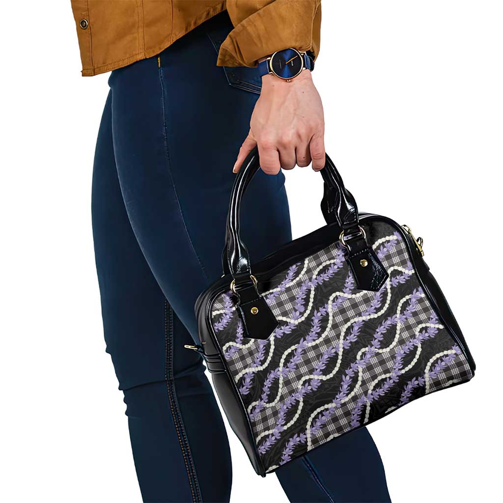 Black Hawaii Palaka Honohono Pikake Shoulder Handbag Hawaiian Orchid Lei Polynesian Pattern LT14 - Polynesian Pride