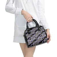 Black Hawaii Palaka Honohono Pikake Shoulder Handbag Hawaiian Orchid Lei Polynesian Pattern LT14 - Polynesian Pride