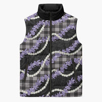 Black Hawaii Palaka Honohono Pikake Sleeveless Puffer Jacket Hawaiian Orchid Lei Polynesian Pattern LT14 Unisex Black - Polynesian Pride