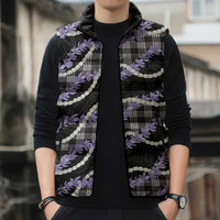 Black Hawaii Palaka Honohono Pikake Sleeveless Puffer Jacket Hawaiian Orchid Lei Polynesian Pattern LT14 - Polynesian Pride