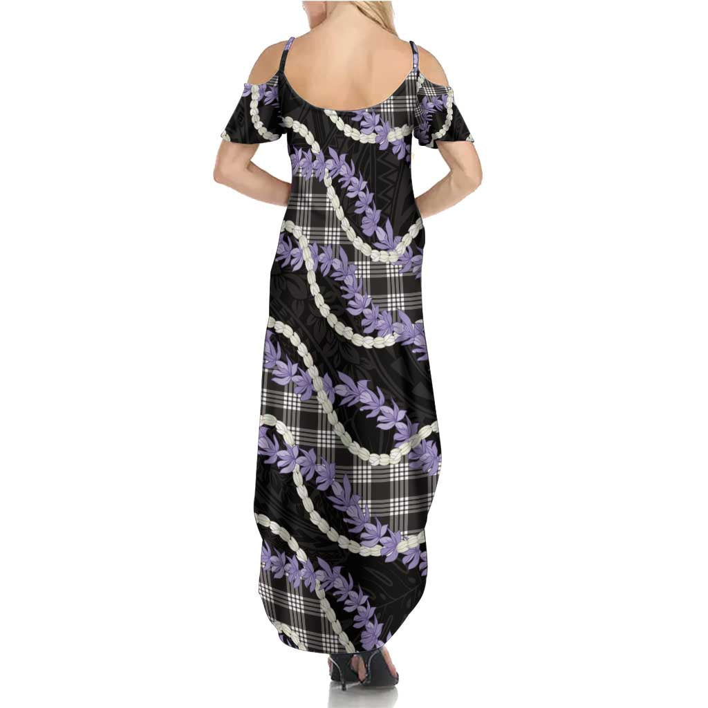Black Hawaii Palaka Honohono Pikake Summer Maxi Dress Hawaiian Orchid Lei Polynesian Pattern - Polynesian Pride