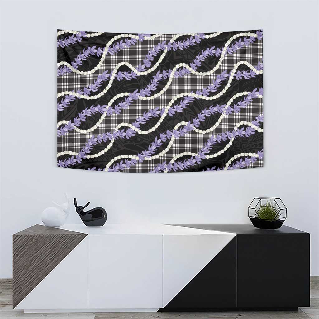 Black Hawaii Palaka Honohono Pikake Tapestry Hawaiian Orchid Lei Polynesian Pattern - Polynesian Pride