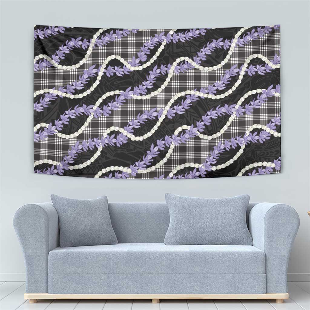 Black Hawaii Palaka Honohono Pikake Tapestry Hawaiian Orchid Lei Polynesian Pattern - Polynesian Pride