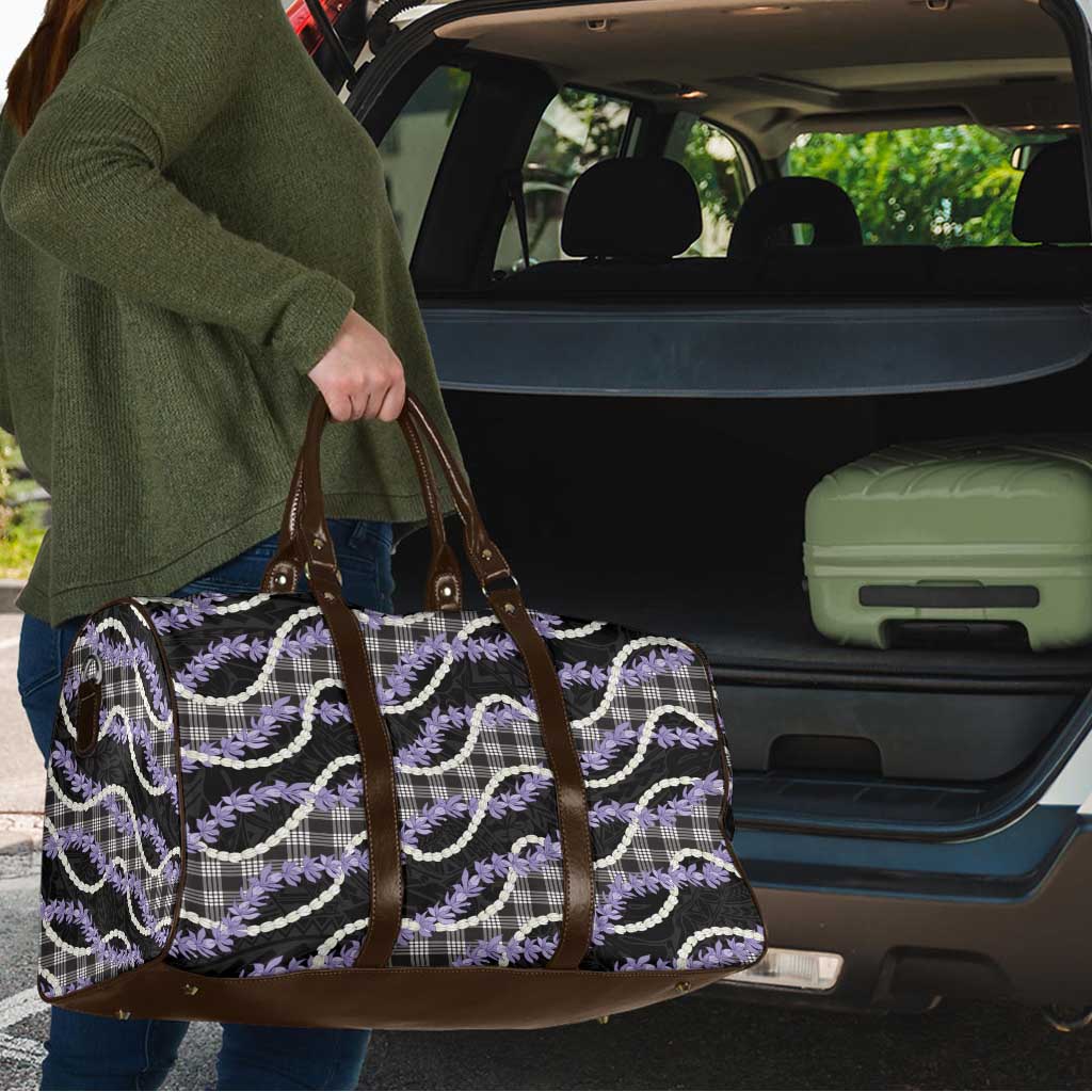 Black Hawaii Palaka Honohono Pikake Travel Bag Hawaiian Orchid Lei Polynesian Pattern - Polynesian Pride