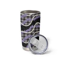 Black Hawaii Palaka Honohono Pikake Tumbler Cup Hawaiian Orchid Lei Polynesian Pattern - Polynesian Pride