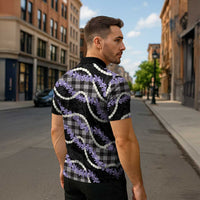 Black Hawaii Palaka Honohono Pikake Zipper Polo Shirt Hawaiian Orchid Lei Polynesian Pattern - Polynesian Pride