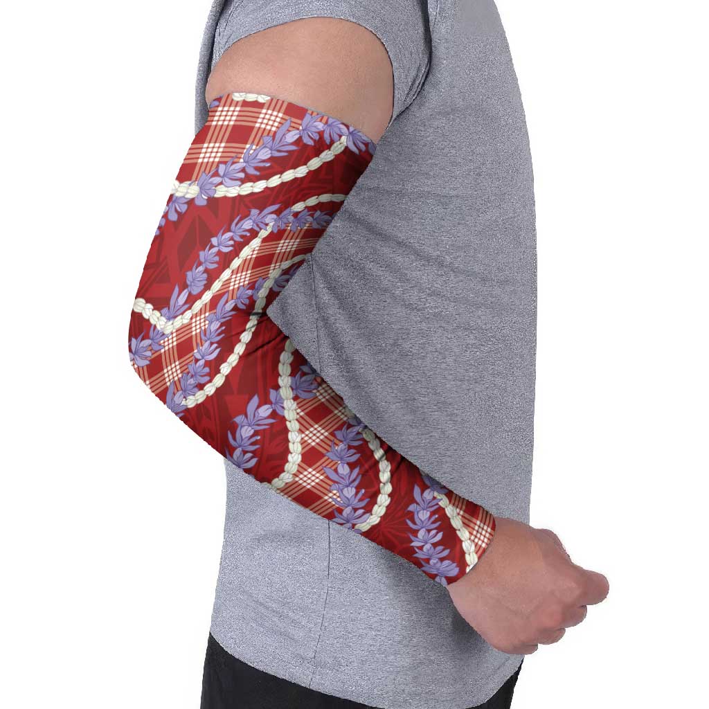 Red Hawaii Palaka Honohono Pikake Arm Sleeves Hawaiian Orchid Lei Polynesian Pattern LT14 - Polynesian Pride