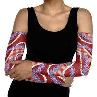 Red Hawaii Palaka Honohono Pikake Arm Sleeves Hawaiian Orchid Lei Polynesian Pattern LT14 - Polynesian Pride