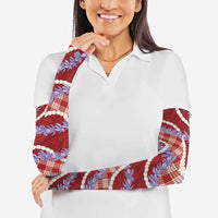 Red Hawaii Palaka Honohono Pikake Arm Sleeves Hawaiian Orchid Lei Polynesian Pattern LT14 - Polynesian Pride