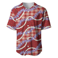 Red Hawaii Palaka Honohono Pikake Baseball Jersey Hawaiian Orchid Lei Polynesian Pattern - Polynesian Pride