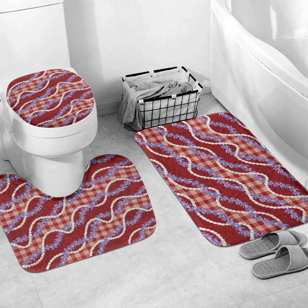 Red Hawaii Palaka Honohono Pikake Bathroom Set Hawaiian Orchid Lei Polynesian Pattern - Polynesian Pride