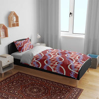 Red Hawaii Palaka Honohono Pikake Bedding Set Hawaiian Orchid Lei Polynesian Pattern - Polynesian Pride