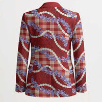 Red Hawaii Palaka Honohono Pikake Blazer Hawaiian Orchid Lei Polynesian Pattern - Polynesian Pride