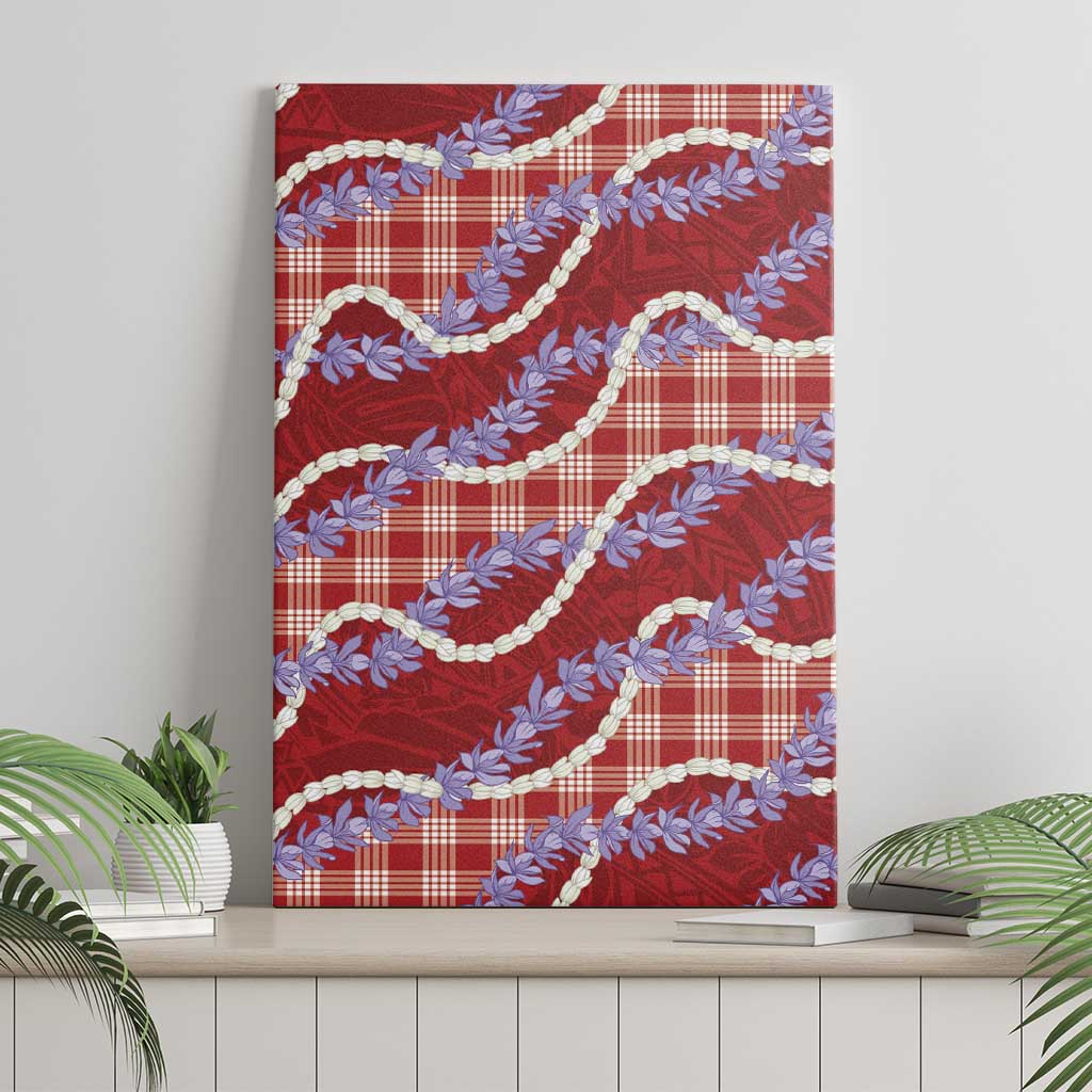 Red Hawaii Palaka Honohono Pikake Canvas Wall Art Hawaiian Orchid Lei Polynesian Pattern LT14 - Polynesian Pride
