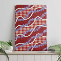 Red Hawaii Palaka Honohono Pikake Canvas Wall Art Hawaiian Orchid Lei Polynesian Pattern LT14 - Polynesian Pride