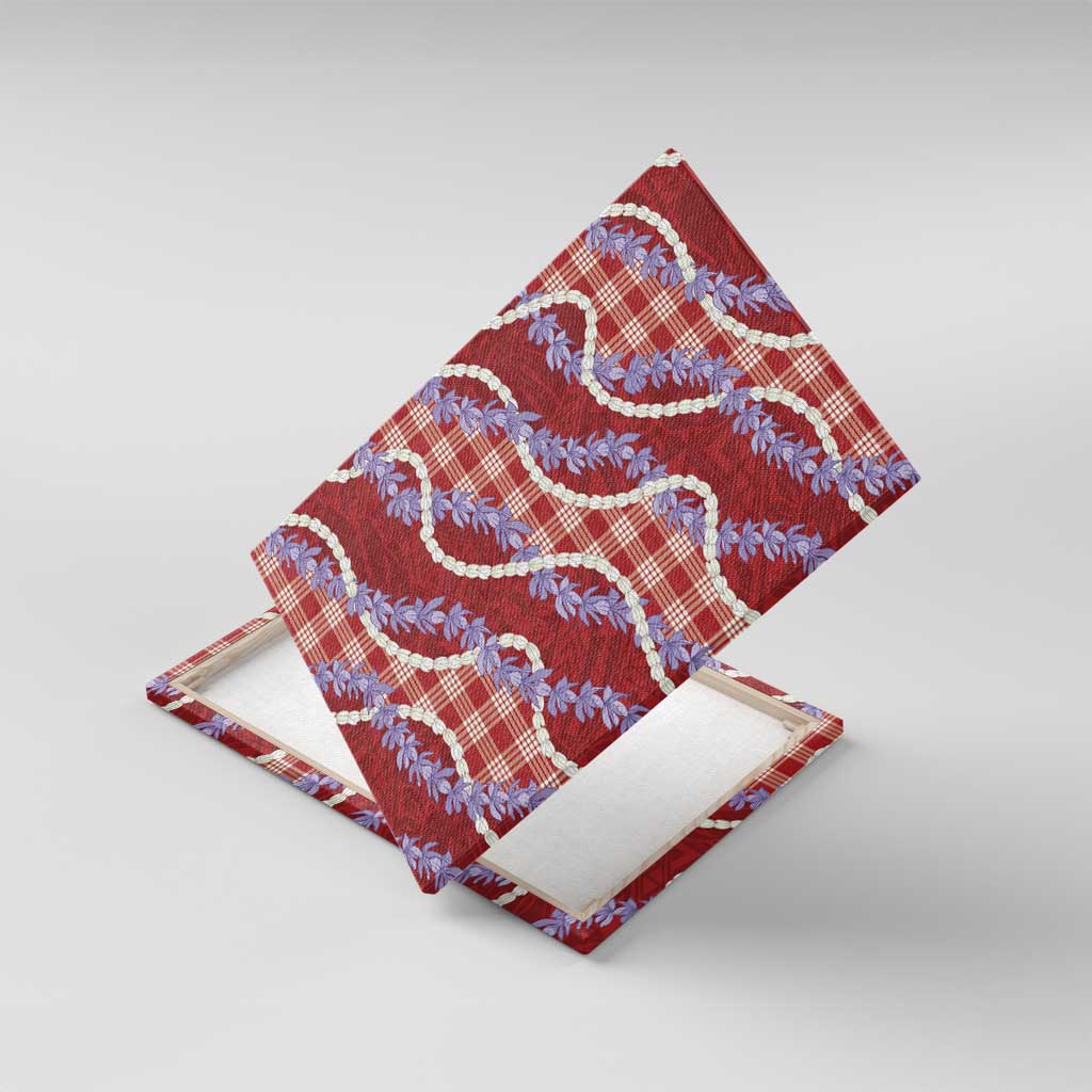 Red Hawaii Palaka Honohono Pikake Canvas Wall Art Hawaiian Orchid Lei Polynesian Pattern LT14 With Frame Red - Polynesian Pride