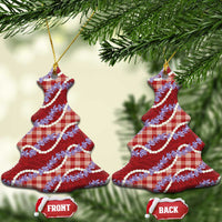 Red Hawaii Palaka Honohono Pikake Ceramic Ornament Hawaiian Orchid Lei Polynesian Pattern - Polynesian Pride
