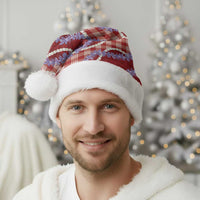 Red Hawaii Palaka Honohono Pikake Christmas Santa Hat Hawaiian Orchid Lei Polynesian Pattern - Polynesian Pride