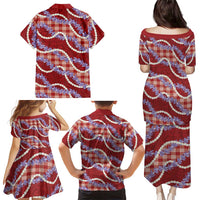 Red Hawaii Palaka Honohono Pikake Family Matching Puletasi and Hawaiian Shirt Hawaiian Orchid Lei Polynesian Pattern LT14 - Polynesian Pride