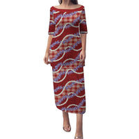 Red Hawaii Palaka Honohono Pikake Family Matching Puletasi and Hawaiian Shirt Hawaiian Orchid Lei Polynesian Pattern LT14 Red - Polynesian Pride