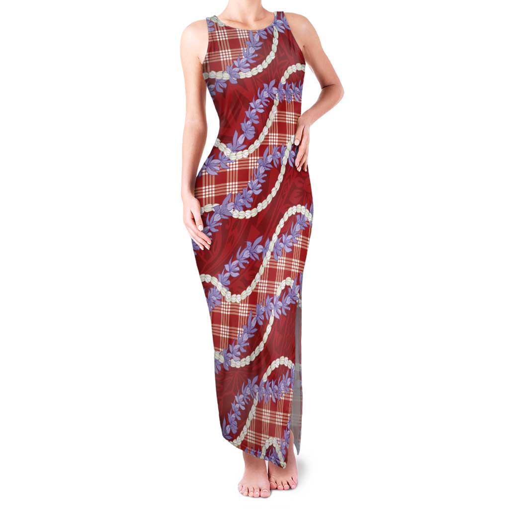 Red Hawaii Palaka Honohono Pikake Family Matching Tank Maxi Dress and Hawaiian Shirt Hawaiian Orchid Lei Polynesian Pattern LT14 Red - Polynesian Pride