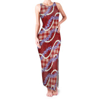 Red Hawaii Palaka Honohono Pikake Family Matching Tank Maxi Dress and Hawaiian Shirt Hawaiian Orchid Lei Polynesian Pattern LT14 Red - Polynesian Pride