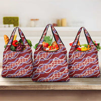 Red Hawaii Palaka Honohono Pikake Grocery Bag Hawaiian Orchid Lei Polynesian Pattern LT14 3-pack One Size Red - Polynesian Pride