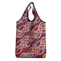 Red Hawaii Palaka Honohono Pikake Grocery Bag Hawaiian Orchid Lei Polynesian Pattern LT14 - Polynesian Pride