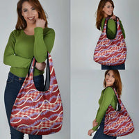 Red Hawaii Palaka Honohono Pikake Grocery Bag Hawaiian Orchid Lei Polynesian Pattern LT14 - Polynesian Pride