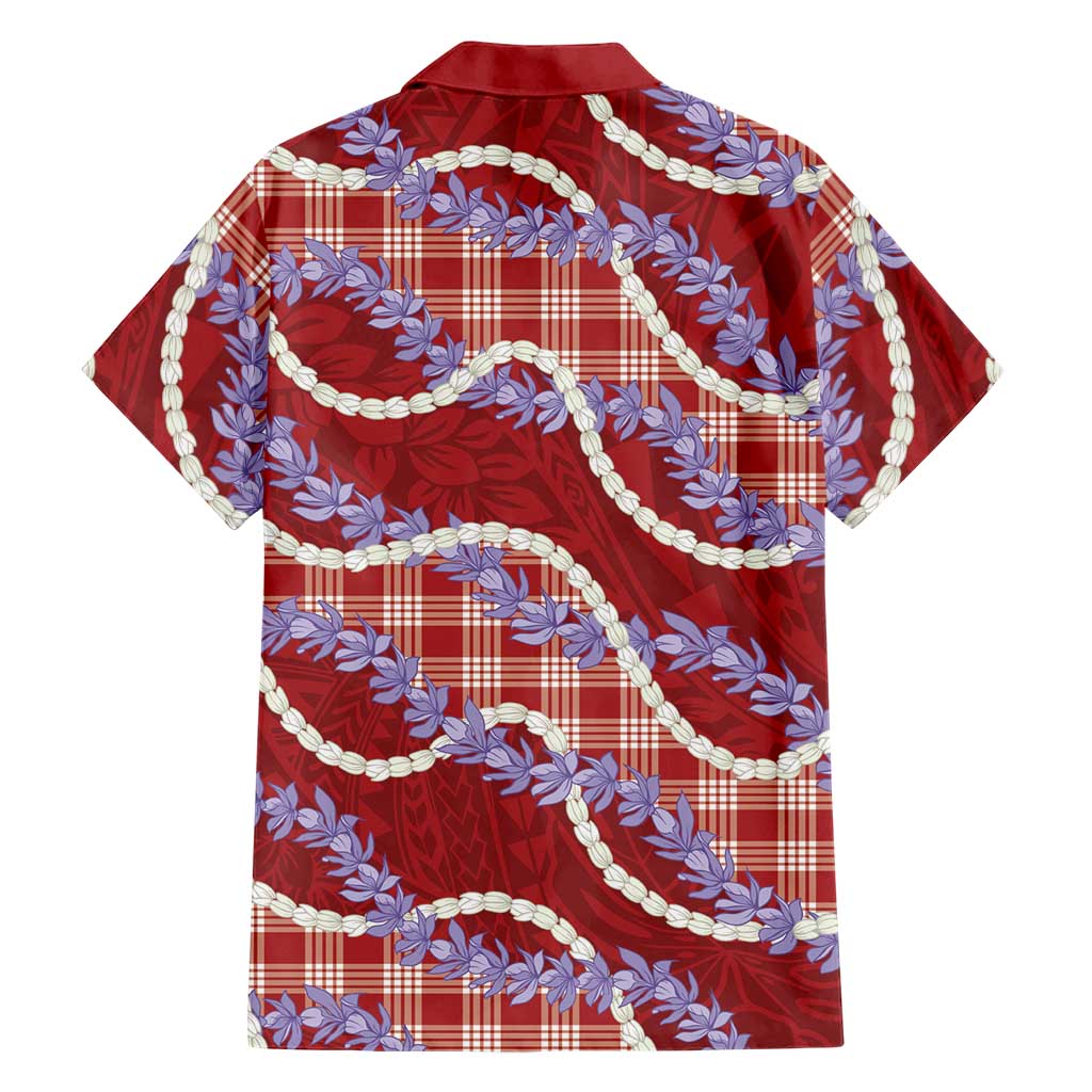 Red Hawaii Palaka Honohono Pikake Hawaiian Shirt Hawaiian Orchid Lei Polynesian Pattern - Polynesian Pride