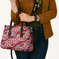 Red Hawaii Palaka Honohono Pikake Leather Bag Hawaiian Orchid Lei Polynesian Pattern - Polynesian Pride