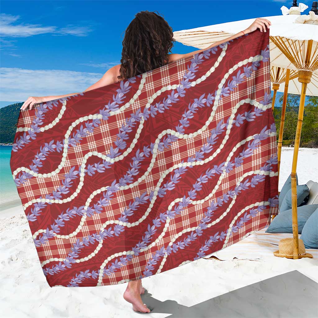 Red Hawaii Palaka Honohono Pikake Sarong Hawaiian Orchid Lei Polynesian Pattern - Polynesian Pride