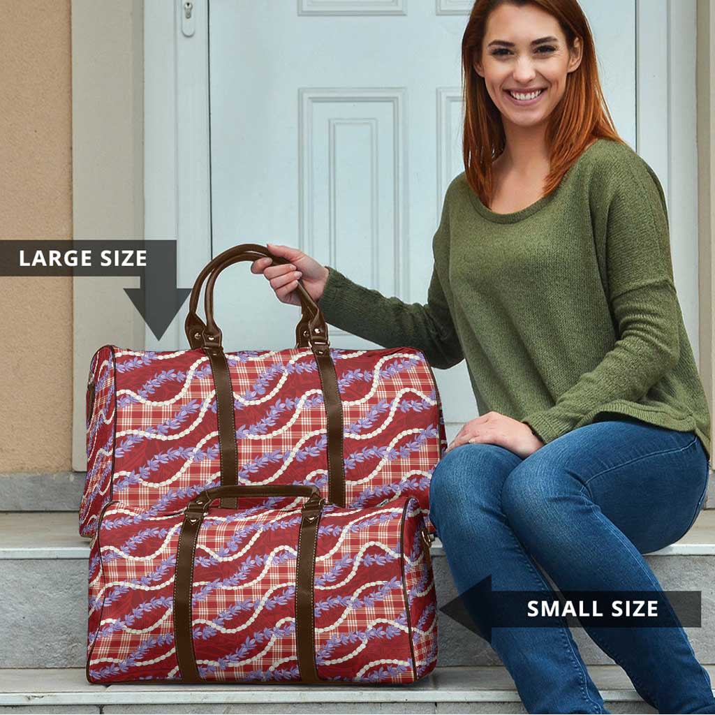 Red Hawaii Palaka Honohono Pikake Travel Bag Hawaiian Orchid Lei Polynesian Pattern - Polynesian Pride