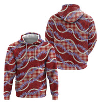 Red Hawaii Palaka Honohono Pikake Zip Hoodie Hawaiian Orchid Lei Polynesian Pattern - Polynesian Pride