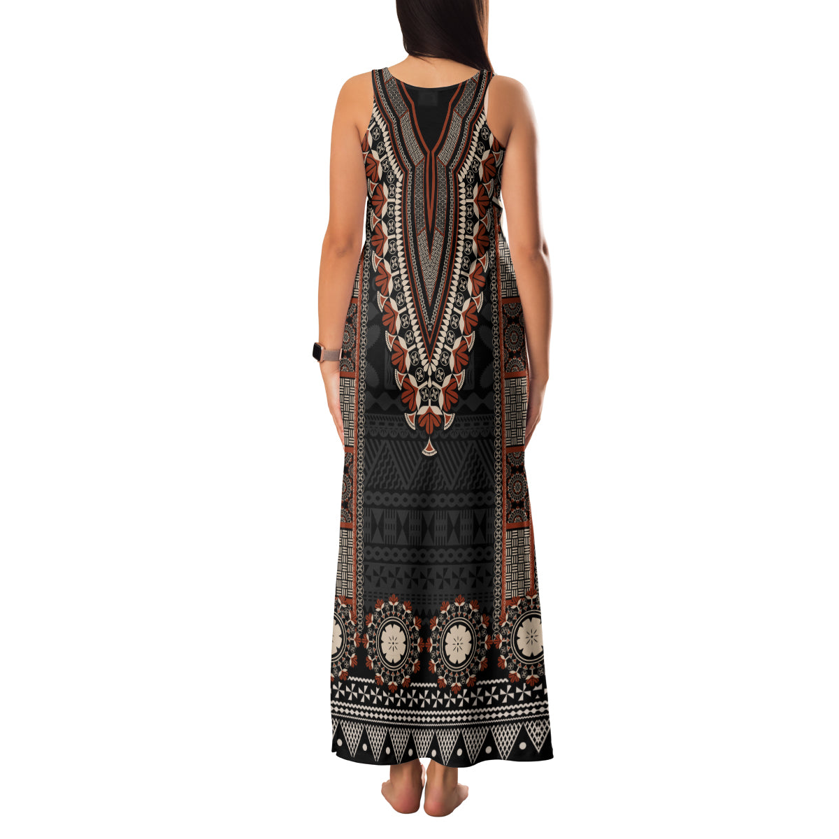 Bula Fiji Dashiki Vintage Fijian Masi Tapa Pattern Family Matching Tank Maxi Dress and Hawaiian Shirt LT14 - Polynesian Pride