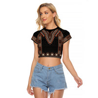 Bula Fiji Dashiki Vintage Fijian Masi Tapa Pattern Raglan Cropped T Shirt LT14 Female Brown - Polynesian Pride