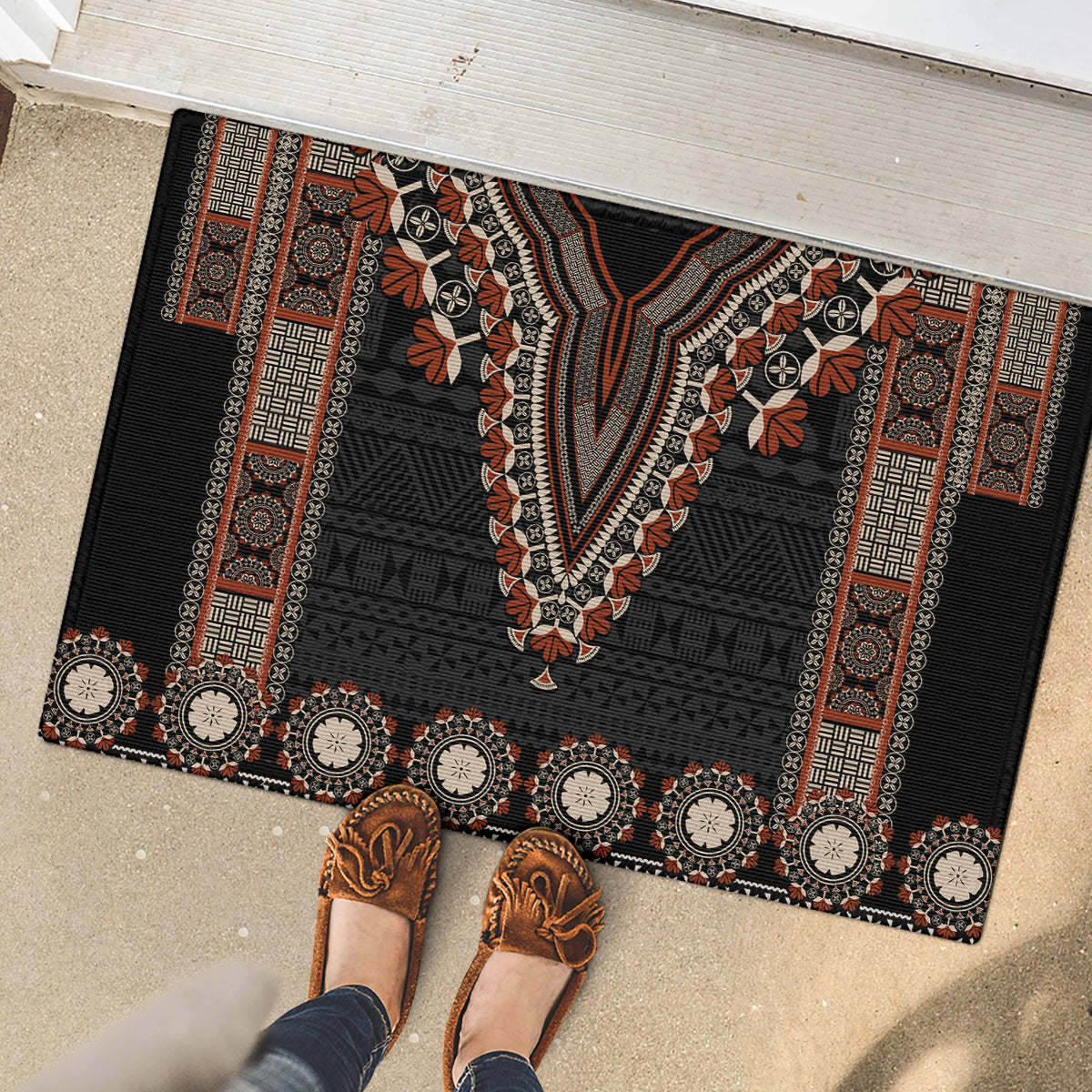 Bula Fiji Dashiki Vintage Fijian Masi Tapa Pattern Rubber Doormat LT14 - Polynesian Pride