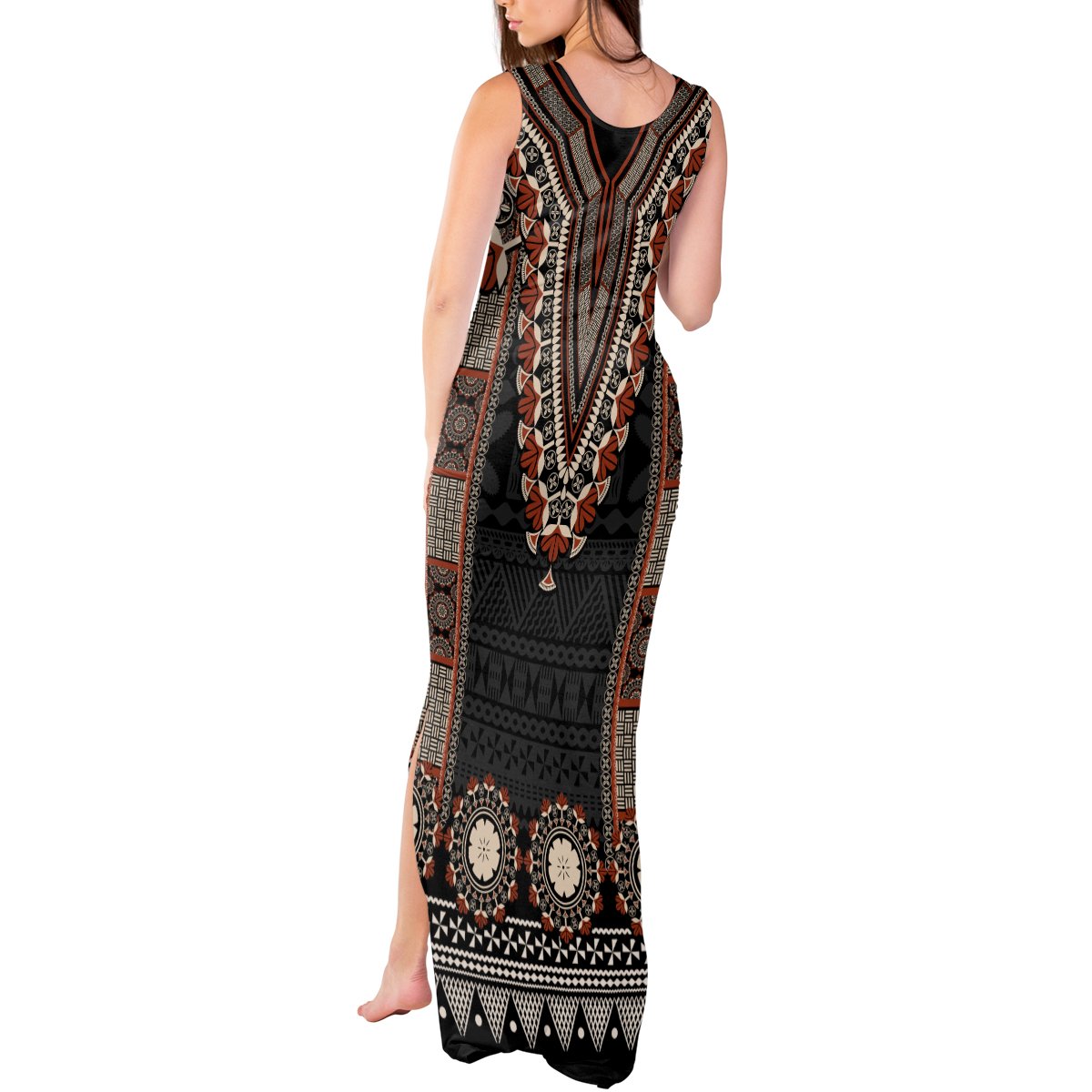 Bula Fiji Dashiki Vintage Fijian Masi Tapa Pattern Tank Maxi Dress LT14 - Polynesian Pride