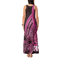 Pink Polynesia Easter Day Tank Maxi Dress Eggs With Bunny Polynesian Pattern