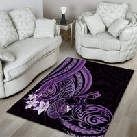Purple Polynesia Easter Day Area Rug Eggs With Bunny Polynesian Pattern