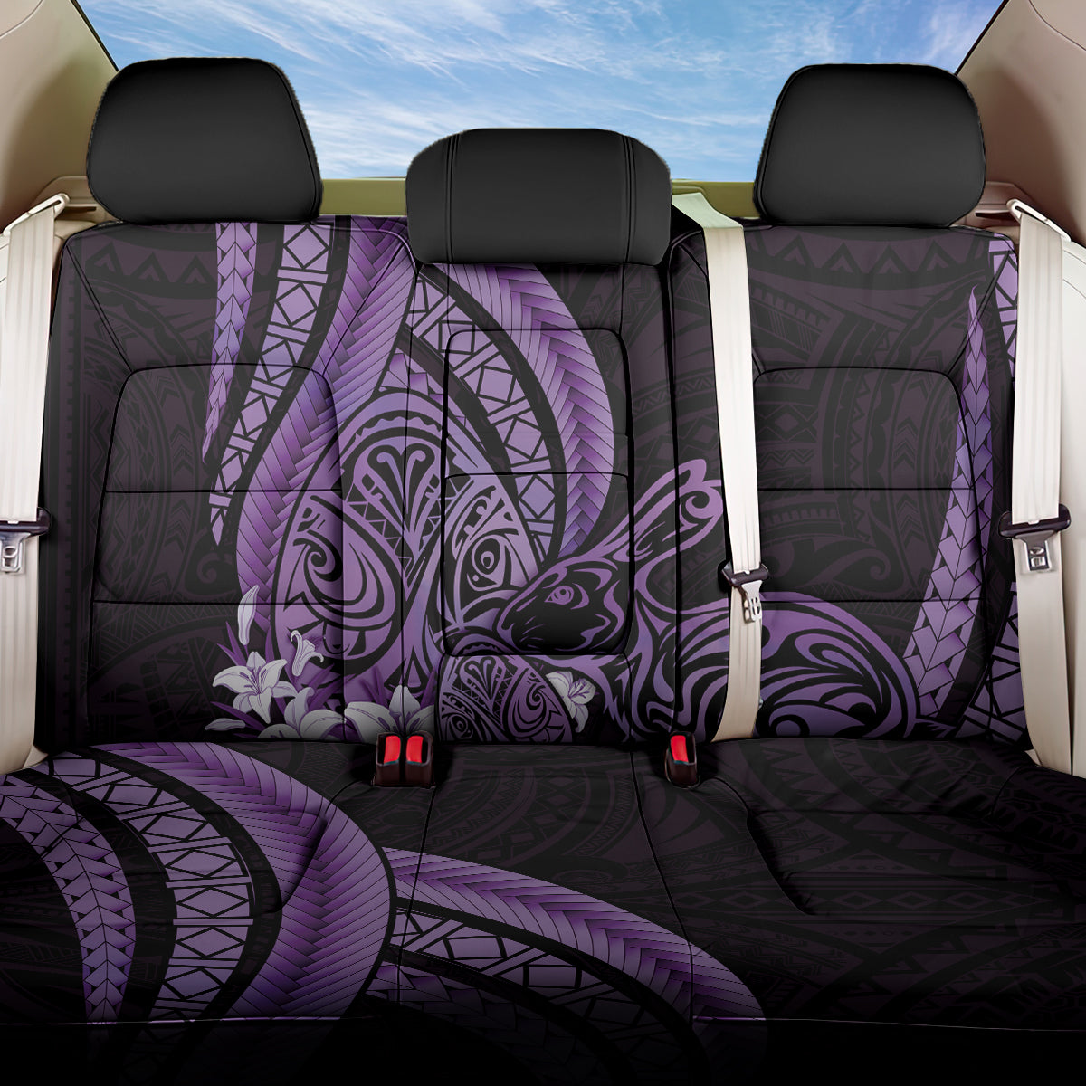 Purple Polynesia Easter Day Back Car Seat Cover Eggs With Bunny Polynesian Pattern LT14 One Size Purple - Polynesian Pride