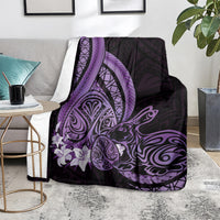 Purple Polynesia Easter Day Blanket Eggs With Bunny Polynesian Pattern