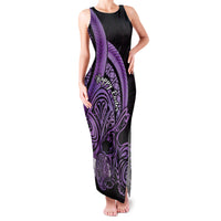 Purple Polynesia Easter Day Family Matching Tank Maxi Dress and Hawaiian Shirt Eggs With Bunny Polynesian Pattern LT14 Mom's Dress Purple - Polynesian Pride