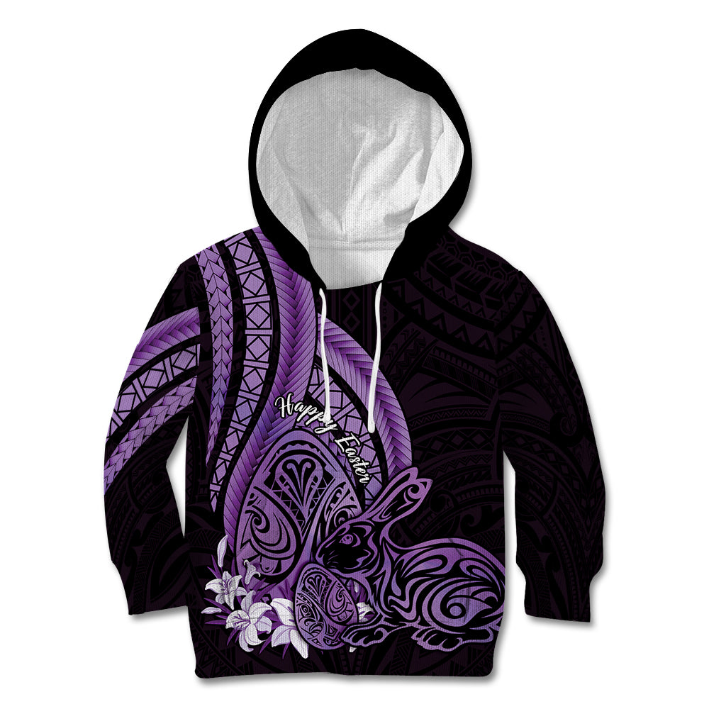Purple Polynesia Easter Day Kid Hoodie Eggs With Bunny Polynesian Pattern LT14 Hoodie Purple - Polynesian Pride